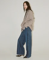 Mango Women's Belted Wide Leg Jeans