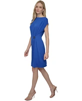 Dkny Women's Hardware-Trim Side-Ruched Dolman-Sleeve Dress