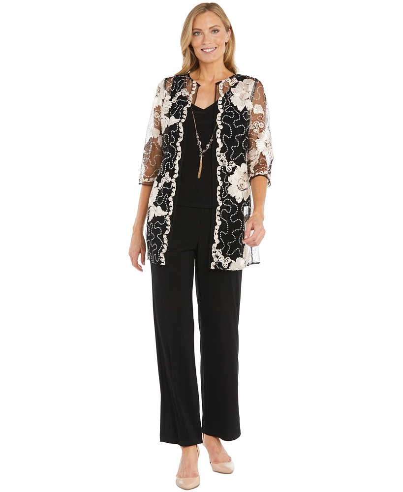 R & M Richards Women's 3-Pc. Embellished Pant Set