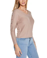 Belldini Women's Embellished V-Neck Knit Top