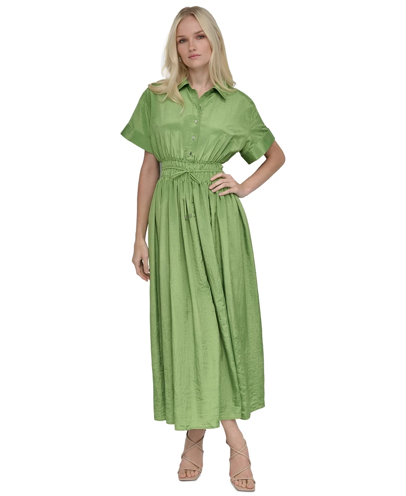 Dkny Women's Drawstring-Waist Short-Sleeve Shirtdress