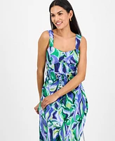 Tahari Asl Women's Belted Floral-Print Midi Dress