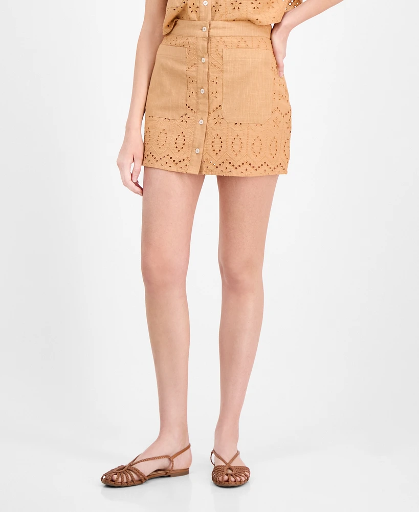 Avec Les Filles Women's Eyelet Midi Skirt