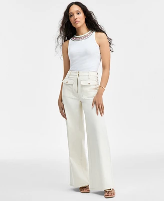I.n.c. International Concepts Women's Zip-Front Wide-Leg Jeans, Exclusively at Macy's
