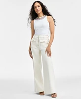 I.n.c. International Concepts Women's Zip-Front Wide-Leg Jeans, Exclusively at Macy's