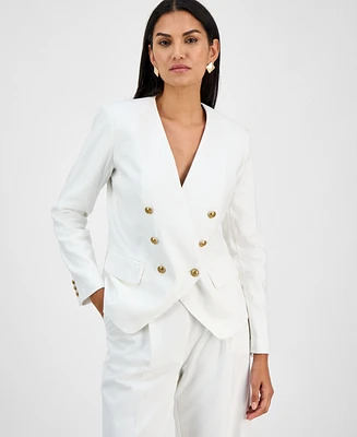 I.n.c. International Concepts Women's Linen-Blend Collarless Blazer, Exclusively at Macy's