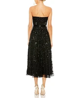 Women's Strapless Embellished A Line Dress