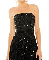 Women's Strapless Embellished A Line Dress