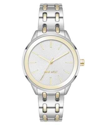 Nine West Women's Quartz Silver and Two-Tone Metal Alloy Bracelet Watch, 33mm