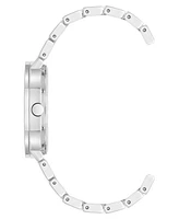 Nine West Women's Quartz Everyday Round Black and Silver-Tone Metal Alloy Watch, 33mm