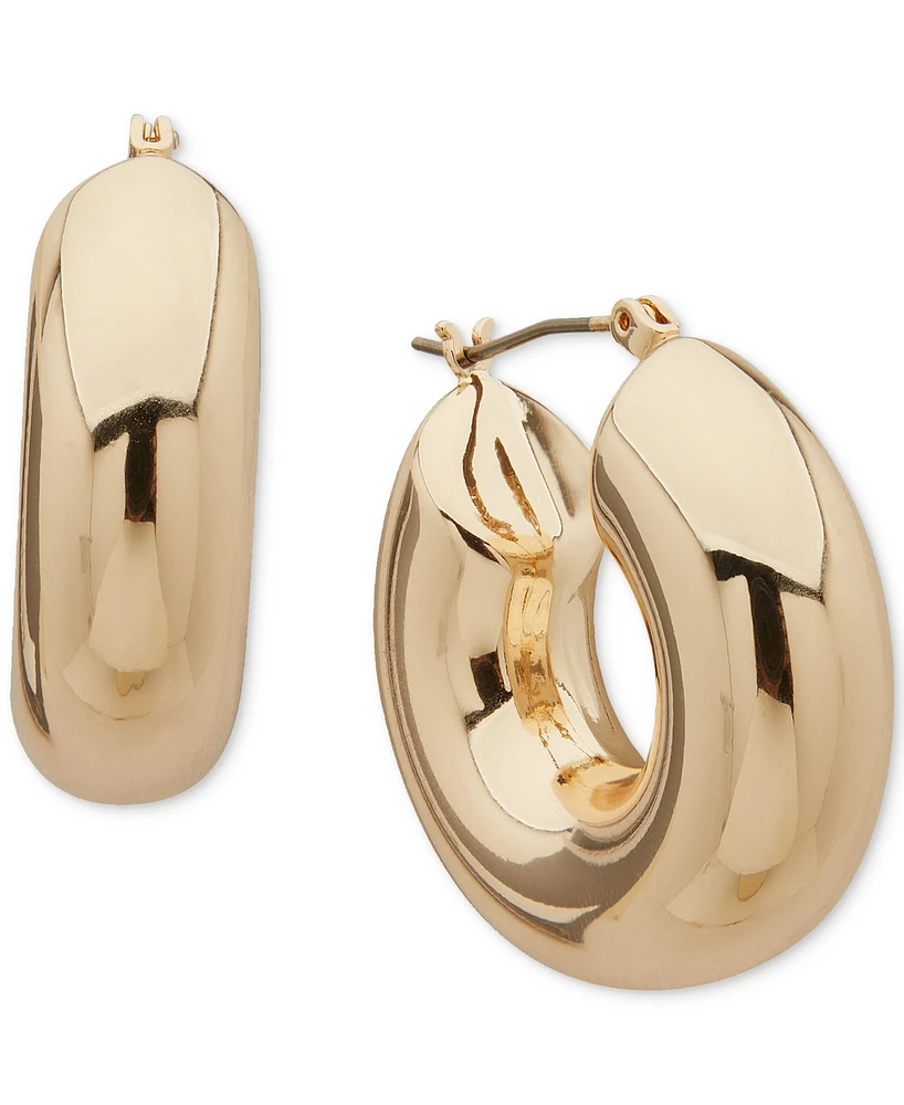 Ddkny Gold Tone 30MM Puffy Hoop Post Earrings 1.18"