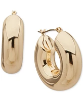 Ddkny Gold Tone 30MM Puffy Hoop Post Earrings 1.18"