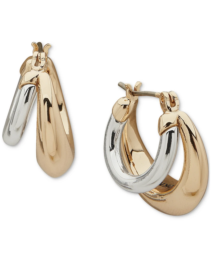 Dkny Two-Tone Puffy Split Small Hoop Earrings, 0.79"