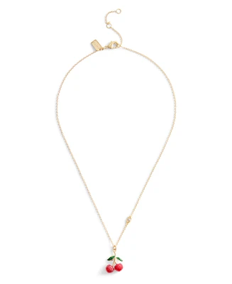 Coach Red Enamel Signature Cherry Cluster Pendant Necklace