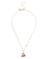 Coach Red Enamel Signature Cherry Cluster Pendant Necklace