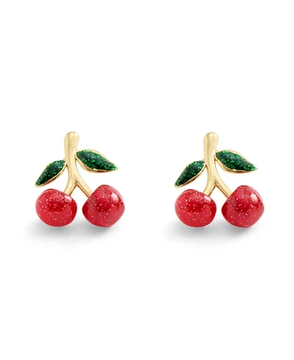 Coach Red Enamel Cherry Cluster Stud Earrings