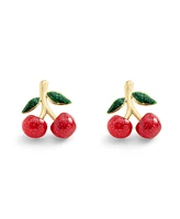 Coach Red Enamel Cherry Cluster Stud Earrings