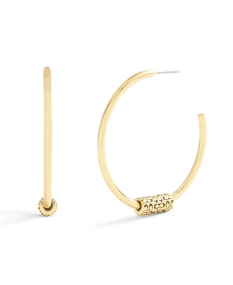 Coach Large Signature Quilted Tube Hoop Earrings
