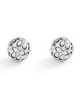 Coach Rhodium Signature Quilted Orb Stud Earrings
