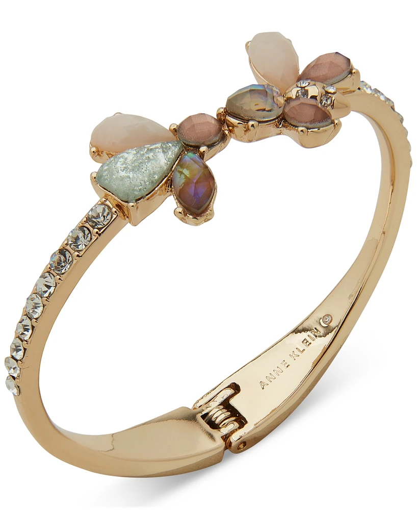 Anne Klein Gold-Tone Mixed Stone Bee-Motif Cuff Bracelet