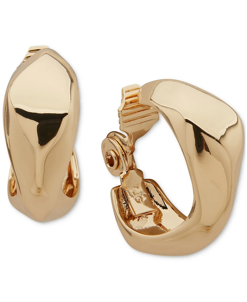 Anne Klein Gold-Tone Art Deco Chunky Clip On Earrings