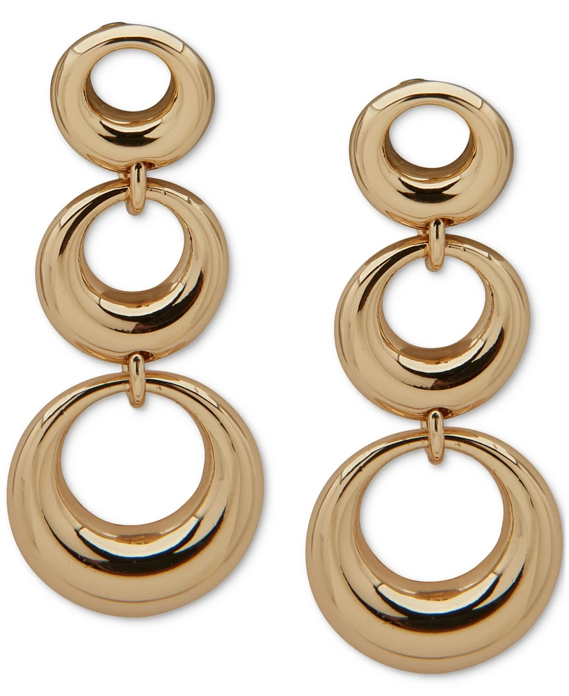 Anne Klein Gold-Tone Linked Ring Linear Earrings