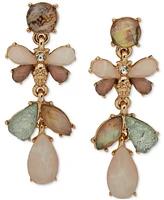 Anne Klein Gold-Tone Bee & Stone Linear Earrings