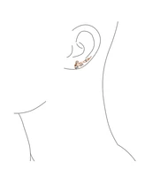 Bling Jewelry Trendy Swirl Wire Ear Cuff Cartilage Earrings with Round Cz Rose Gold Plated Silver