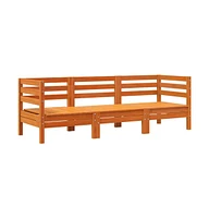 Patio Sofa 3-Seater Wax Brown Solid Wood Pine