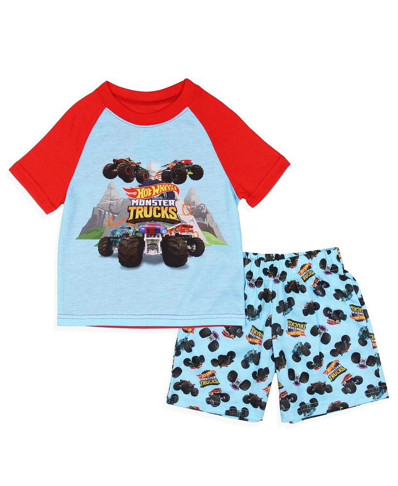 Hot Wheels Toddler Boy's Monster Trucks Toys Tossed Print Sleep Pajama Set Short