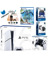 Sony Playstation 5 Slim Disc Bundle with Horizon Forbidden West, Extra Edge Controller, Pro Gamer Kit