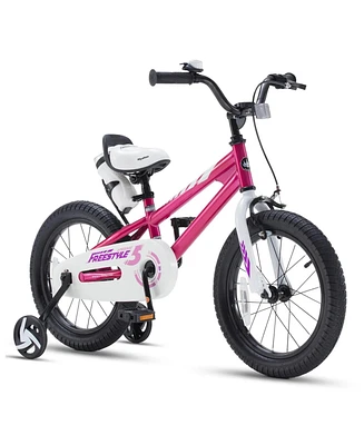 RoyalBaby Freestyle 5 Kids 12 Inch Bike with Training Wheels, Fuchsia