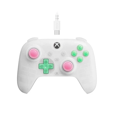 8Bitdo Ultimate Mini Wired Controller with Rgb Ring, Hall Effect Joysticks and Triggers for Xbox, Windows - Translucent Pink