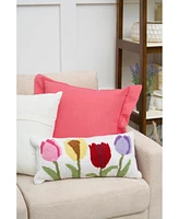 10" x 20" Spring Tulips Floral Flower Garden Hooked Accent Throw Pillow