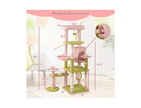 Multi-Level Aesthetic Floral Cat Tree Stylish & Cozy Kitten Tower for Indoor Cats