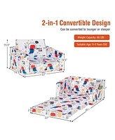 2-in-1 Convertible Kids Sofa with Velvet Fabric