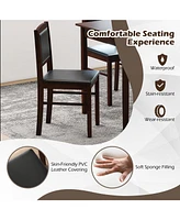 5-Piece Dining Set for 4 with Sturdy Rubber Wood Legs for Compact Spaces