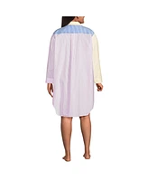 Lands' End Women's Petite Cotton Poplin Long Sleeve Sleepshirt Nightgown