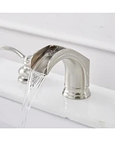 8 in. Waterfall 2-Handle Bathroom Widespread Sink Faucet With Pop-up Drain Assembly Spot Resist Polished Chrome