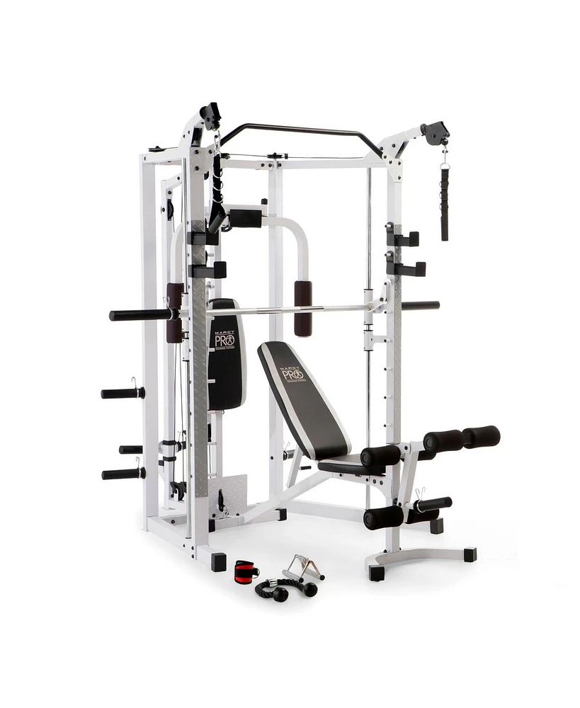 Marcy 5276 Combo Smith Heavy-Duty Total Body Strength Home Gym Machine, White