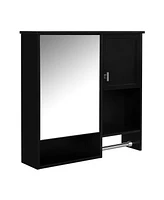 Modern Wall Mount Medicine Cabinet with Mirror and Towel Bar (29" x 28")