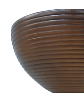 16" Ribbed Concrete Side Table - Weather-Resistant Outdoor Accent