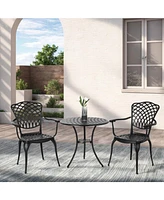 3-Piece Cast Aluminum Bistro Set with Umbrella Hole and Outdoor Durability