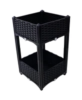 Elevated Planter Box for Outdoor Gardening (15.7"x15.7"x27.7", Black)