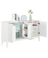 White 4-Door Sideboard Cabinet with Adjustable Shelf