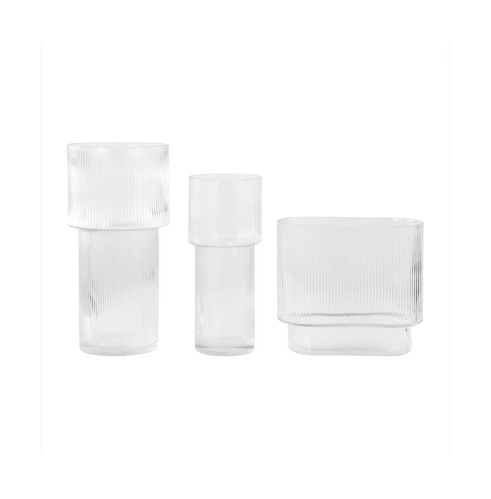 Ceva, Fluted Glass Vase Set 3