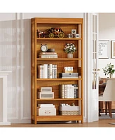 Tribesigns Bookcase, 5-Tier Wood Farmhouse Bookshelf, 70.9" Tall Freestanding Library Book Case with Open Storage Shelves, Display Shelving Organizer