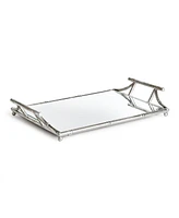 15.36" x 22.45" Daphne Mirrored Premium Silver Decorative Table Tabletop Tray w/ Raised Handles