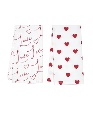 Love Heart Cotton Kitchen Towel Set of 2