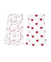 Love Heart Cotton Kitchen Towel Set of 2